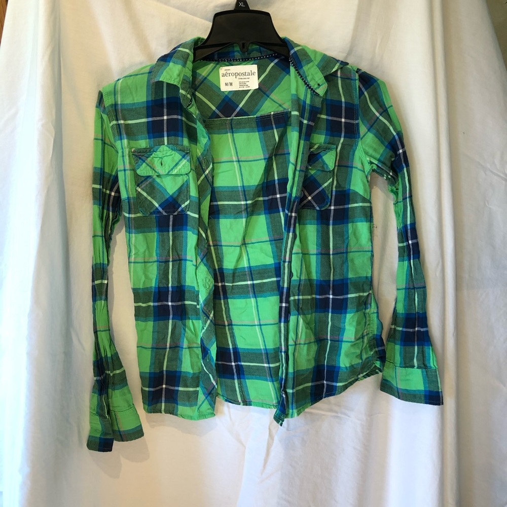 Green long flannel